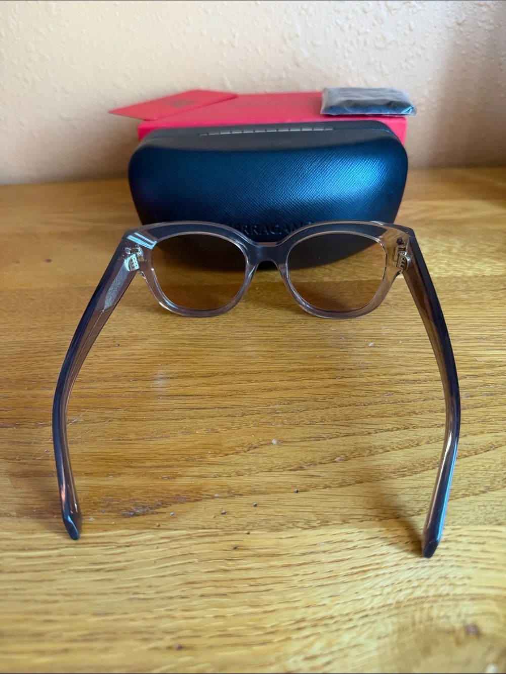 NWOT - Salvatore Ferragamo Transparent Brown Frame Sunglasses with Brown Lenses
